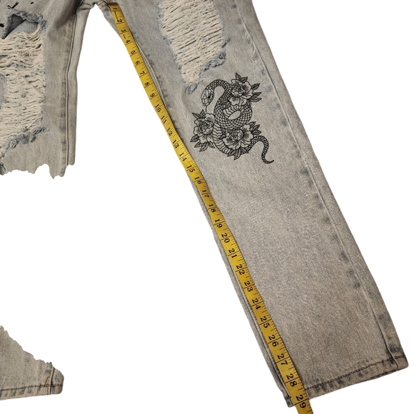 Adika Distressed High Waist Tattoo Mother Cut Jeans Size 28 - Picture 7 of 14